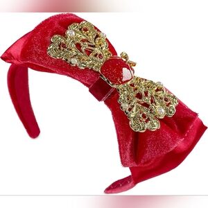 Disney Apple Snow White Headband Red Velvet One Size EUC